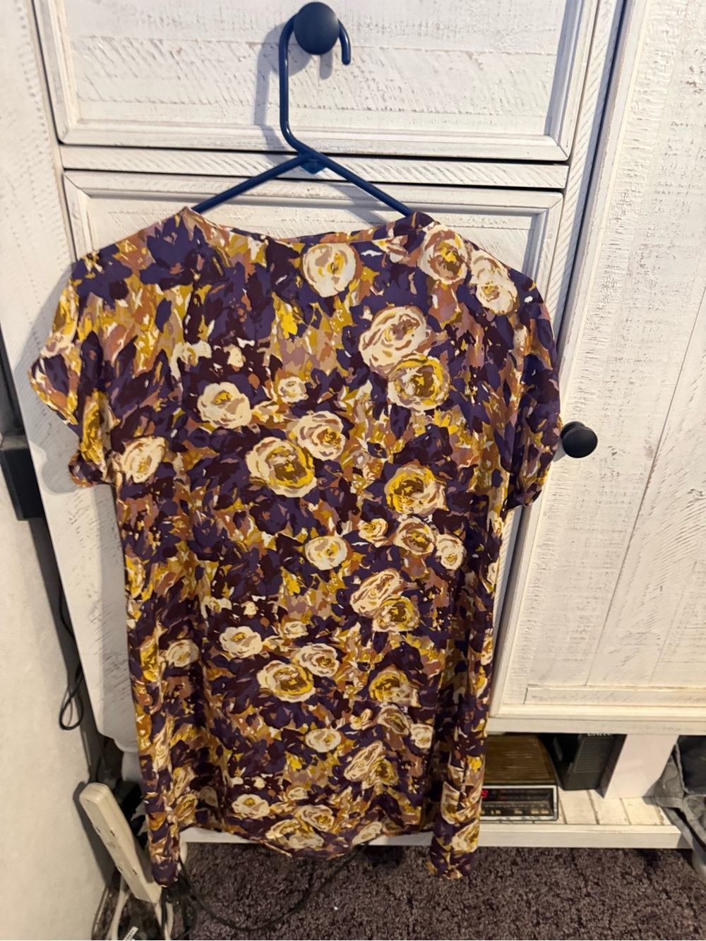 Lands' End Floral Shift Dress in Purple and Mustard
